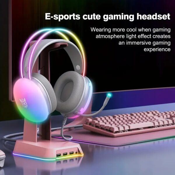 RGB Gaming Headset with Noise-Canceling Microphone for PS4, PS5, Xbox One, and PC